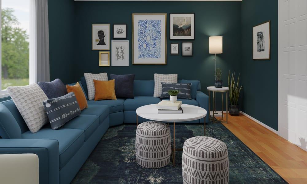 Stunning Shades Of Blue: A Transitional Living Room