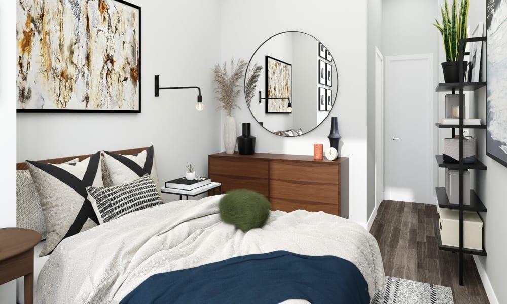 A Modern Bedroom With Industrial Accents