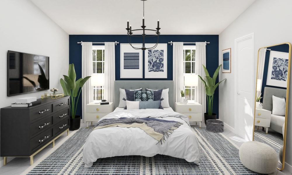 A Blue Transitional Bedroom