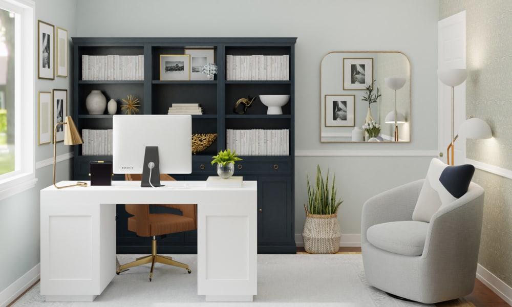 Pretty In White: A Transitional Home Office