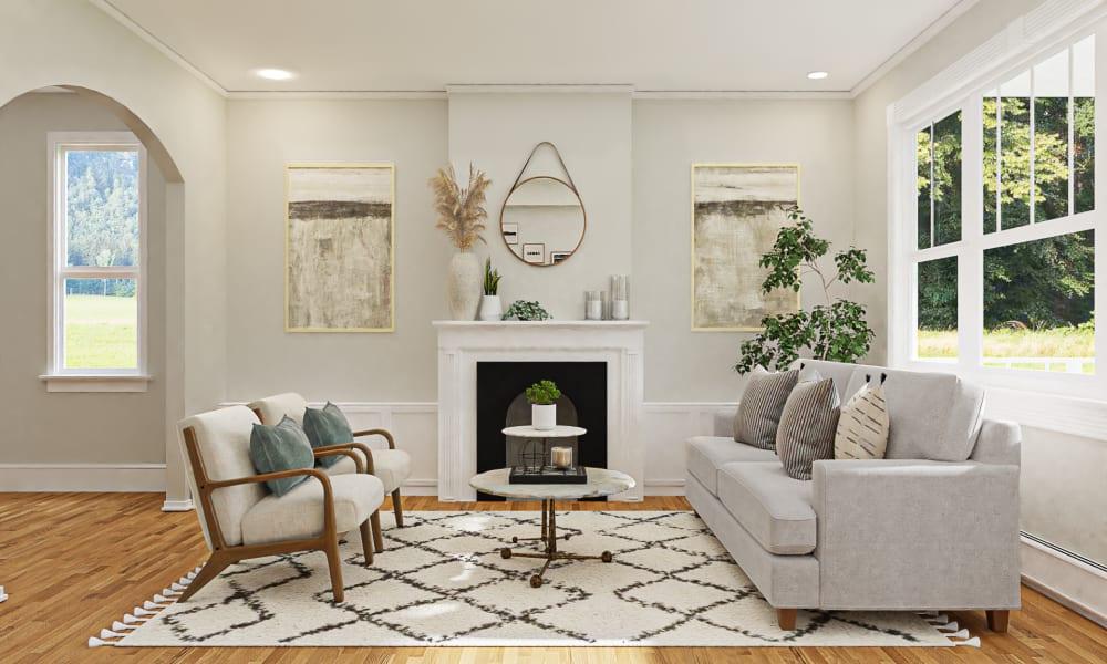 A Transitional Living Room With An Entryway