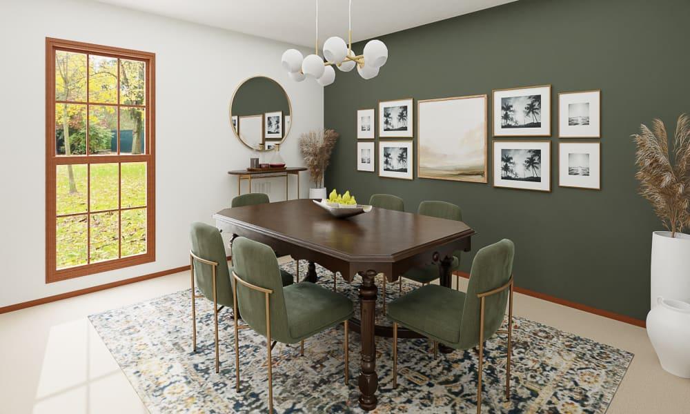 Rich Olive Green: A Contemporary Dining Room