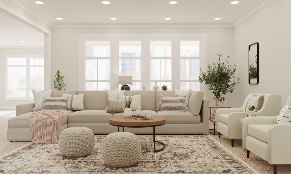 Neutral Toned Bohemian Living Room Design