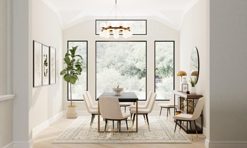Classic Modern Dining Room With Neutral Tones & Storage
