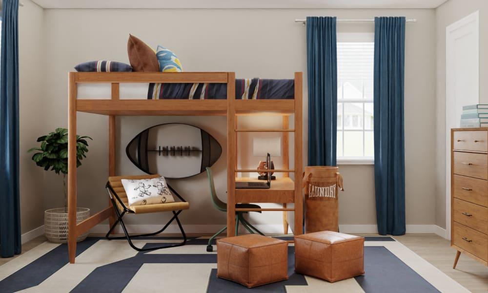 Small & Functional Kids Bedroom With Tan Accents