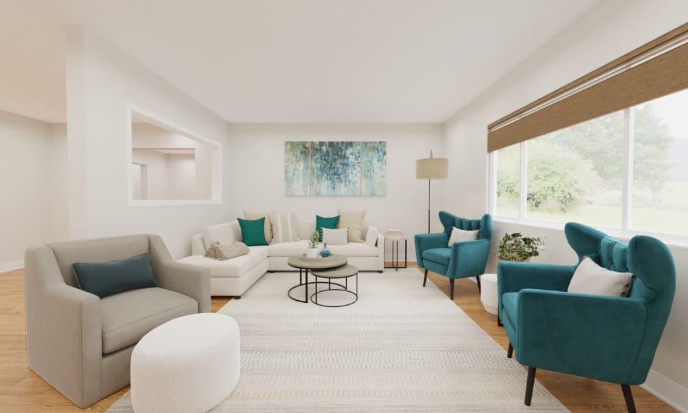 Modern Coastal Living Room with Teal Accents