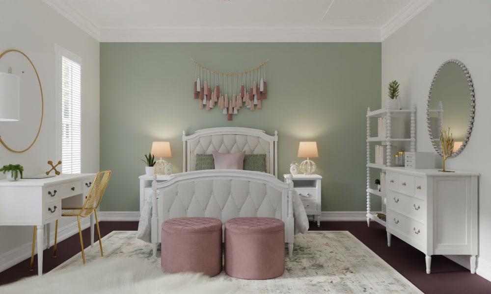 Modern Glam Kids Room with Blush and Sage Hues