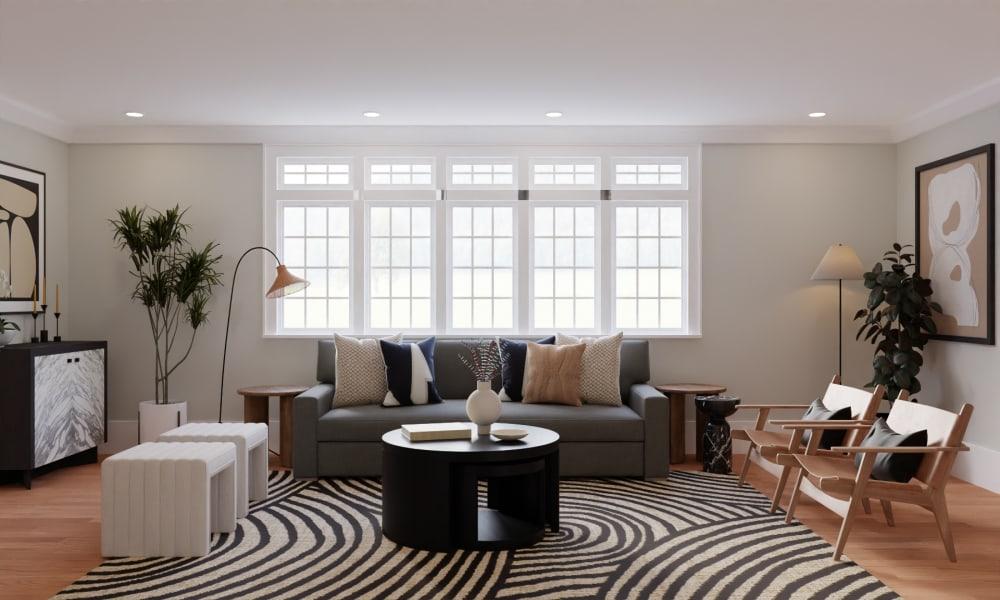 Modern Living Room with Abstract Pattern