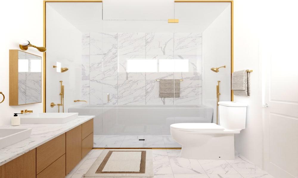 Modern Glam Bathroom with Brass Metals
