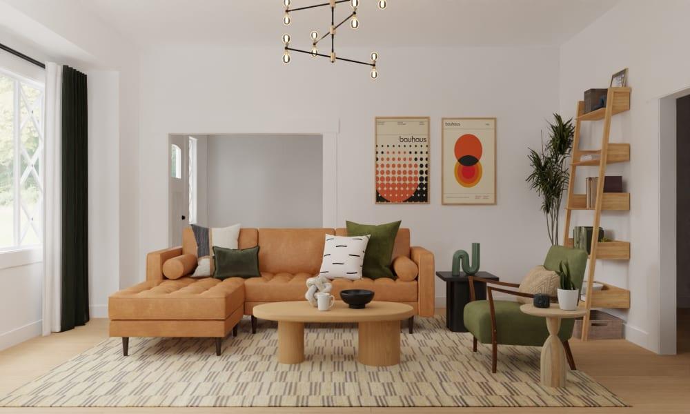 Mid-Century Modern Living Room with Earthy Hues
