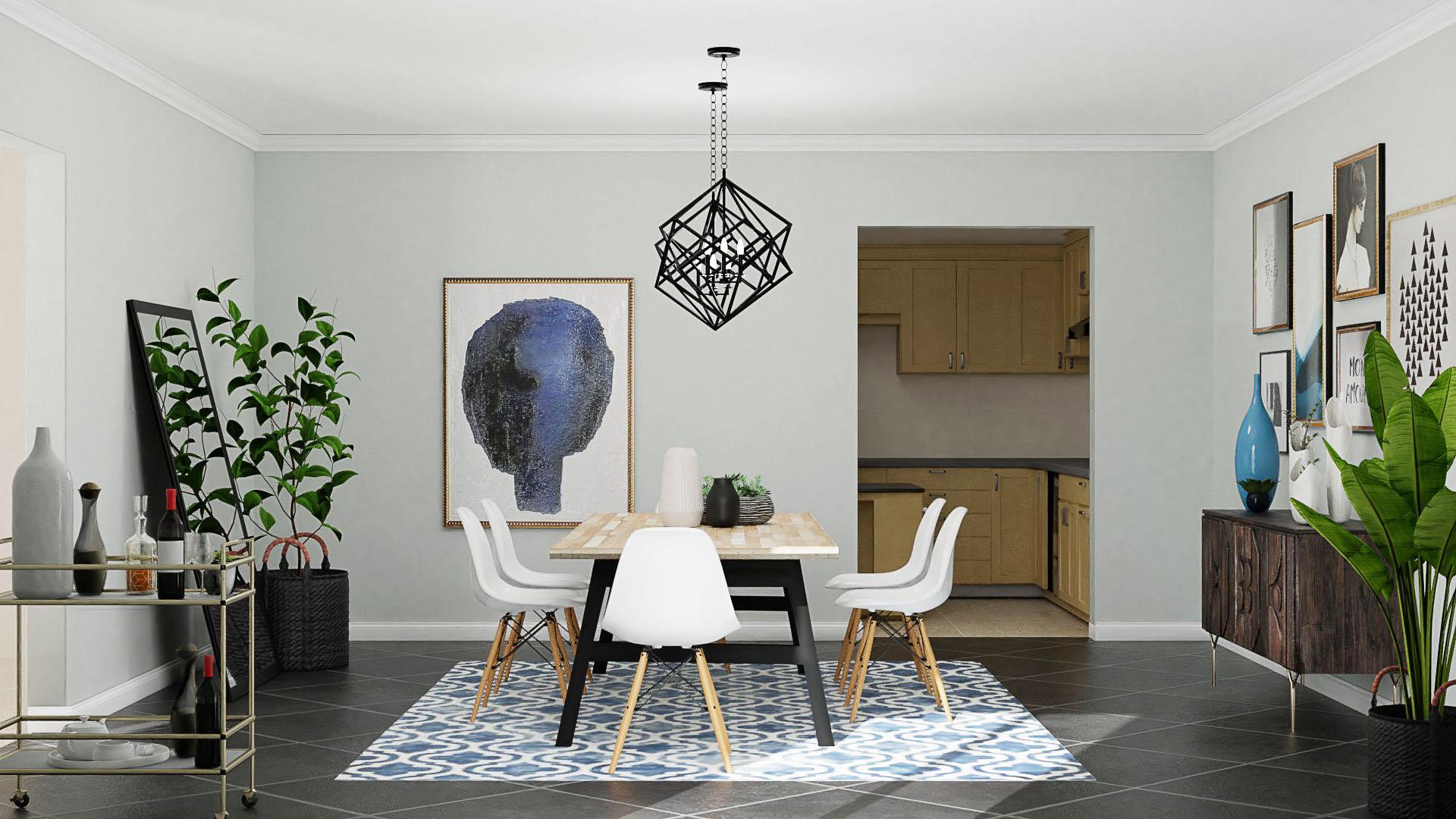 Urban Eclectic Dining Room in Geometric Motif 
