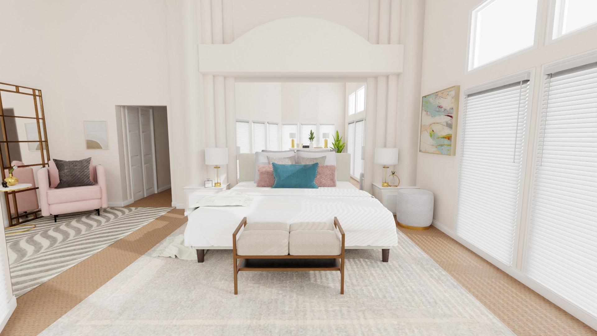 Pastel Accents: Elegant Glam Bedroom
