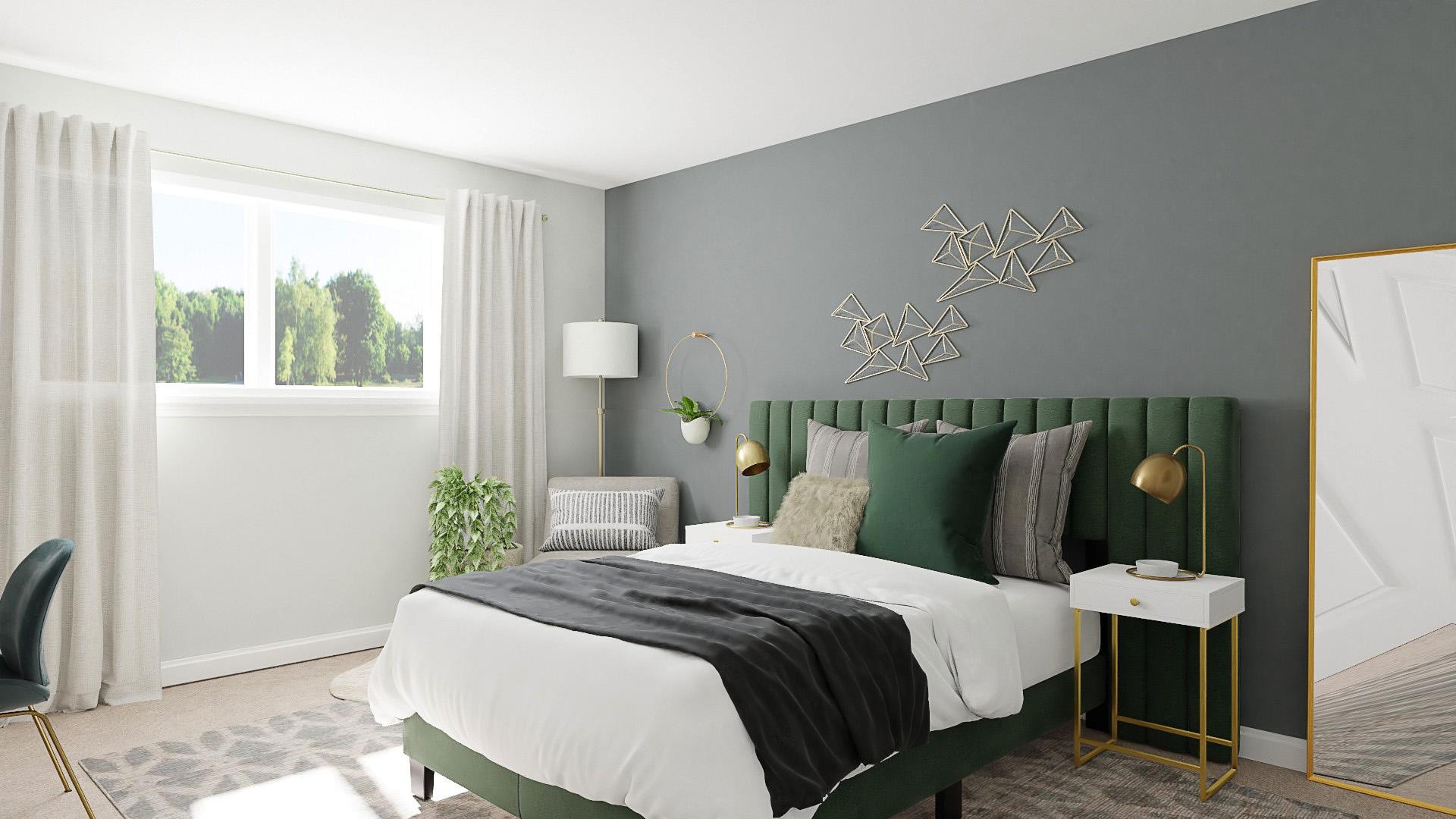 Green Velvets: Modern Glam Bedroom