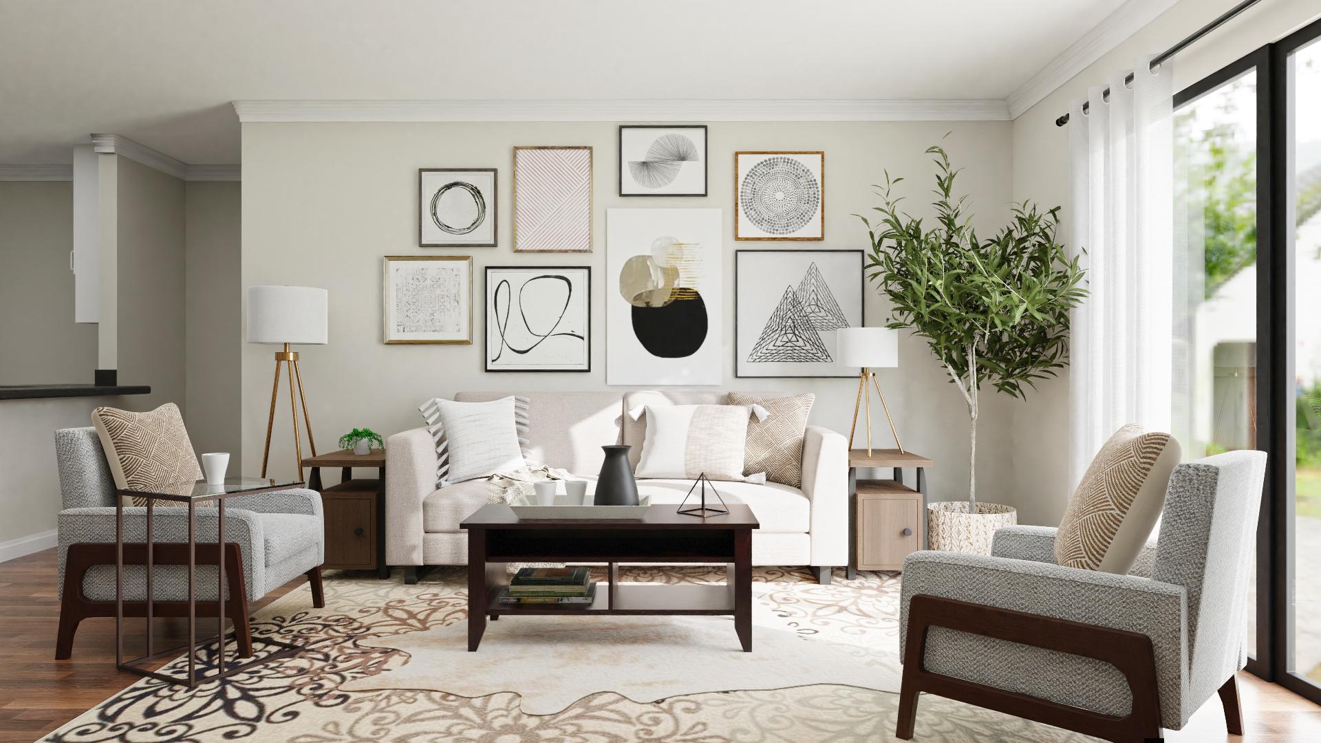 A Mid-Century Gallery Wall In A Modern Living Room