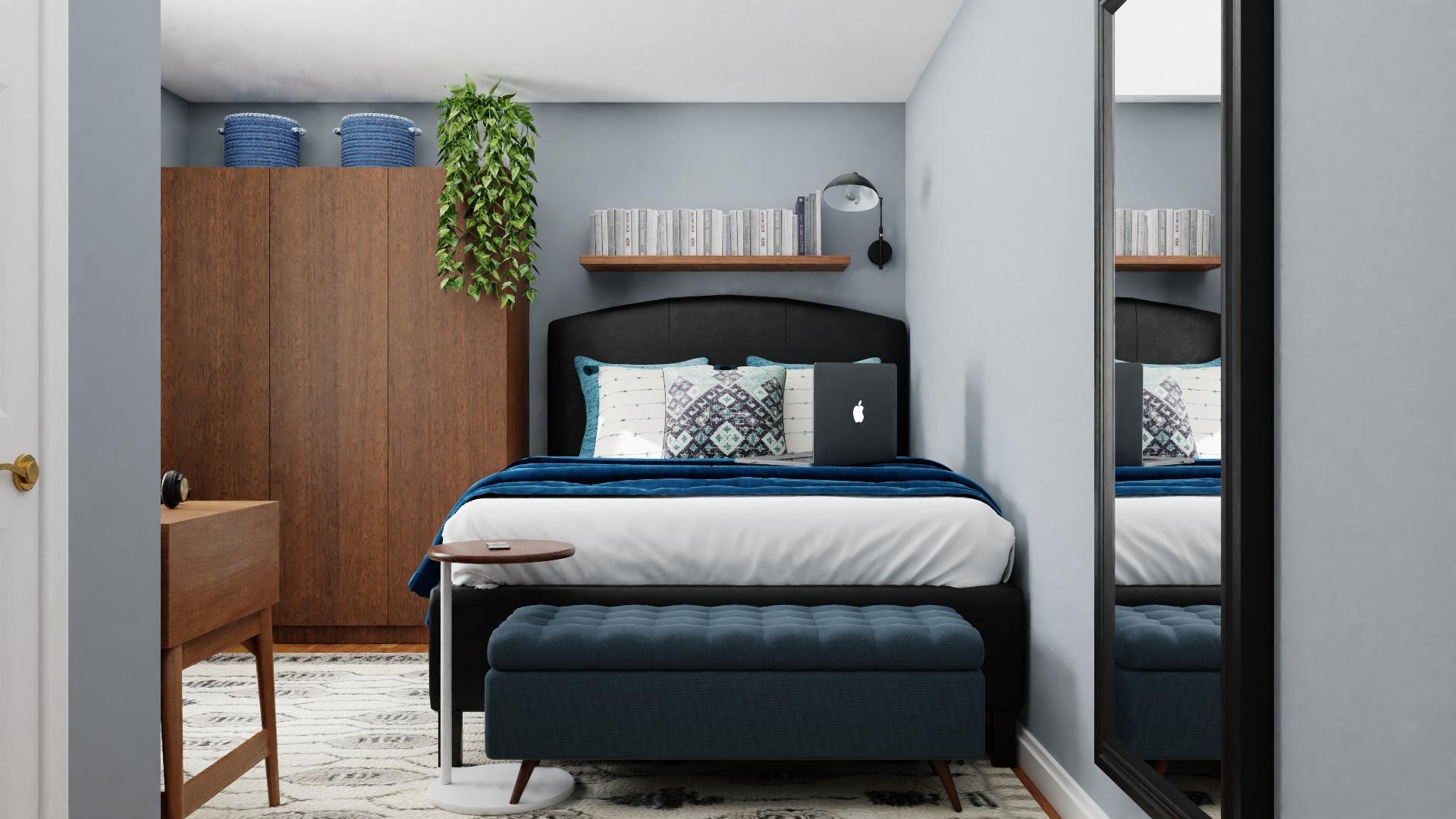 A Tiny Mid-Century Bedroom Maximized for Functionality