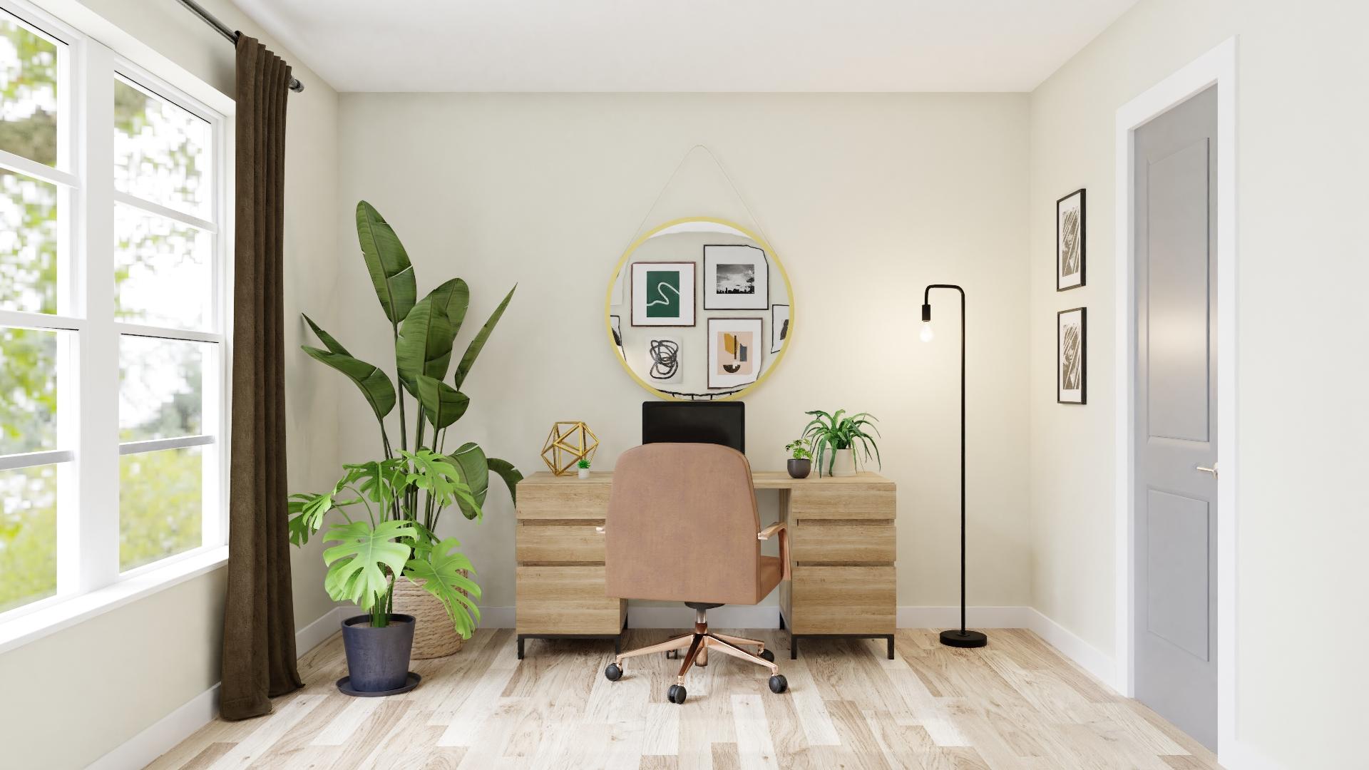 A Multi-Purpose Boho Glam Home Office Ready for Virtual Meetings