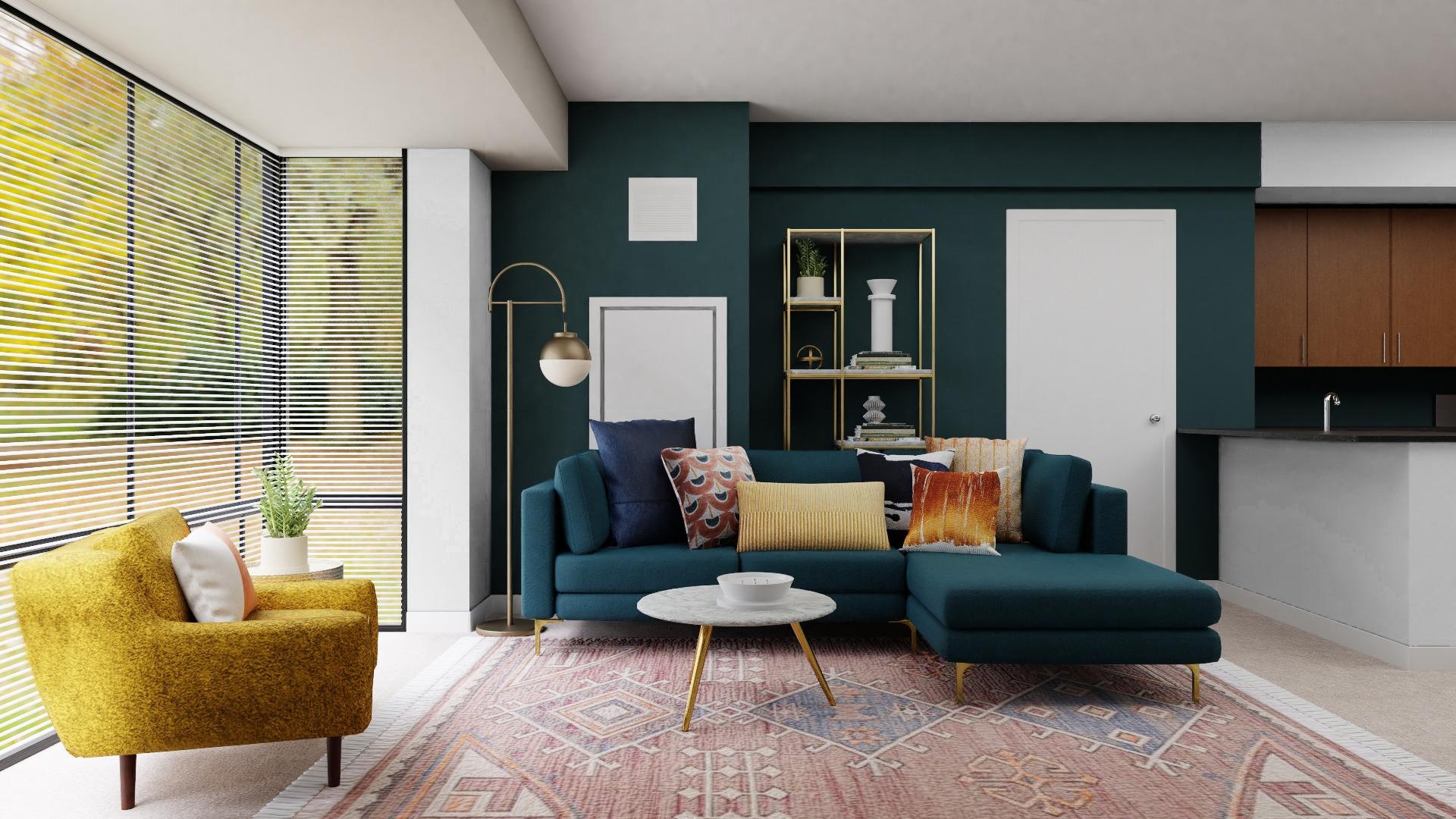 A Sophisticated Mid-Century Open Living Room Space