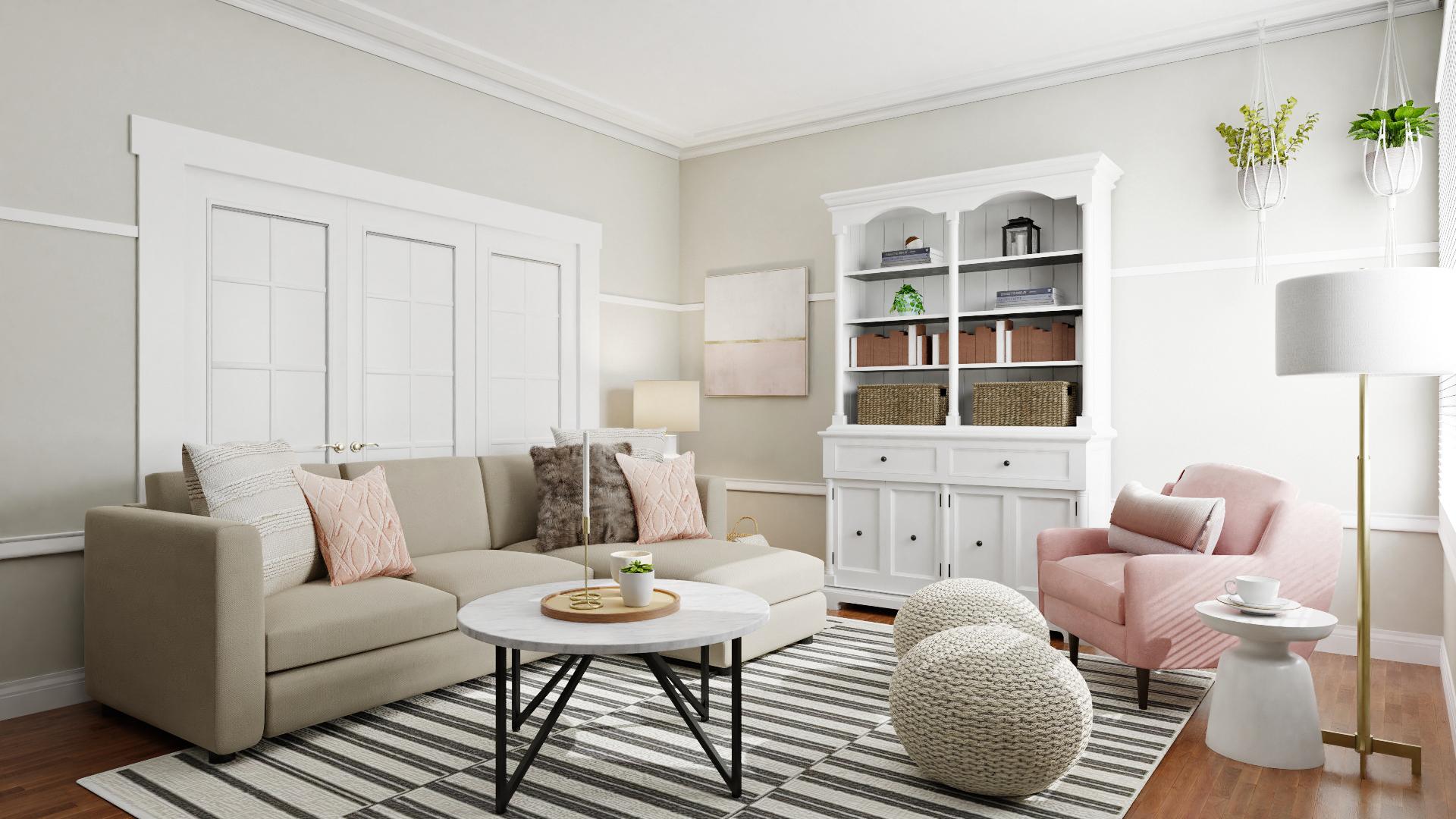 Blush Over This Mid-Century-Inspired Living Room