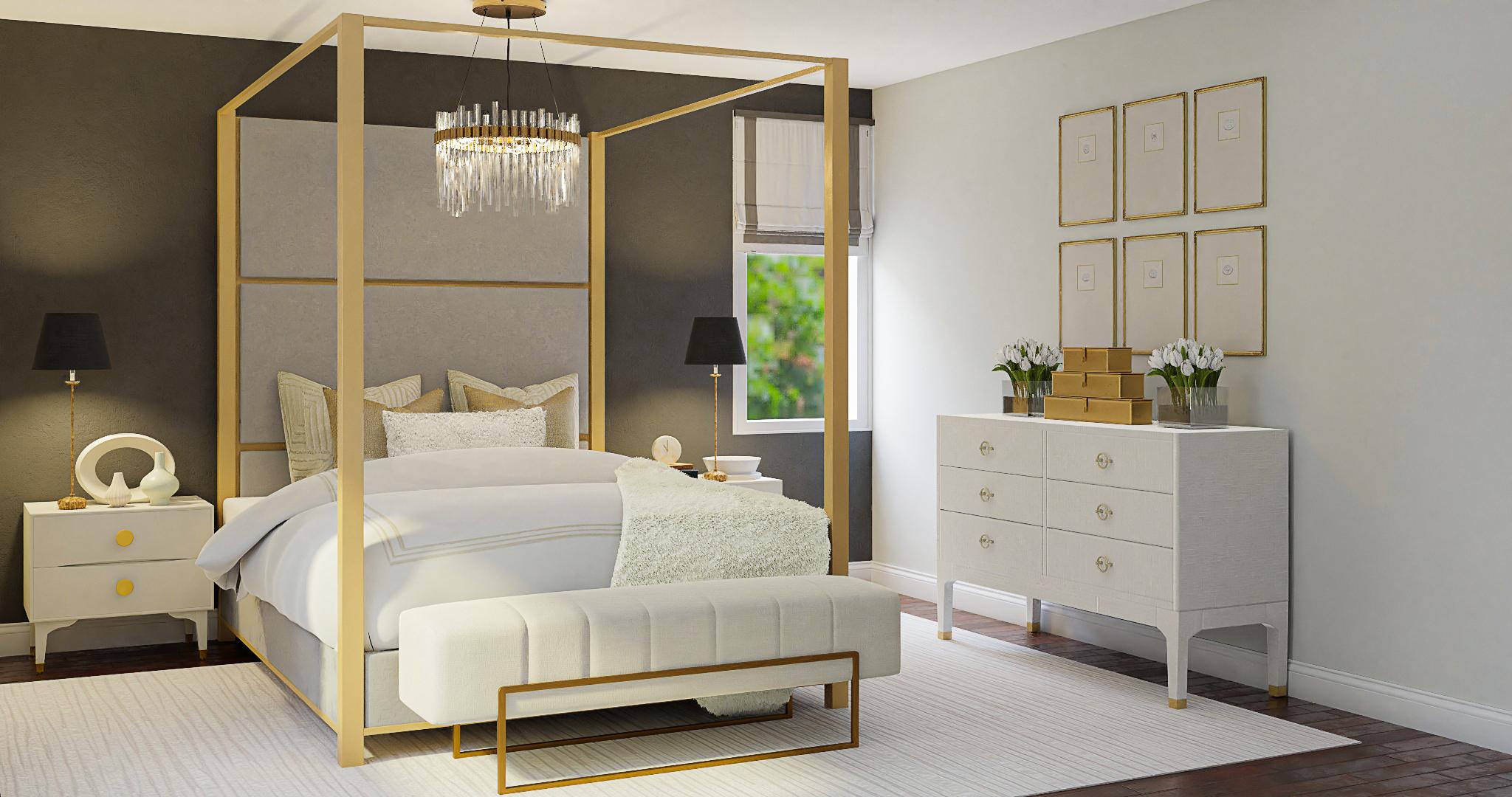 An Ivory-Gold Toned Art-Déco Bedroom