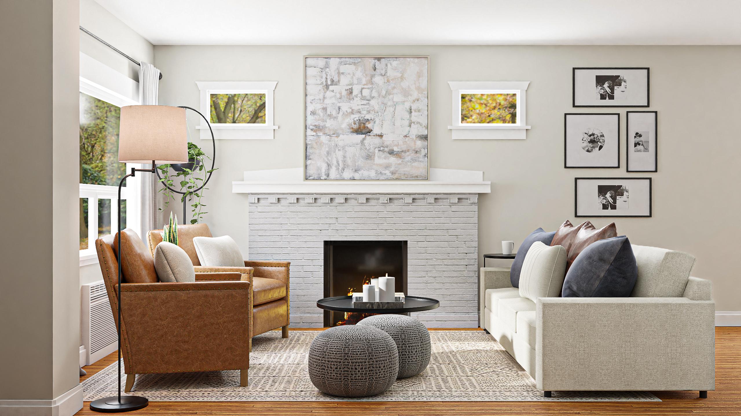 Patterned Rug: Transitional Living Room with Modern Accents