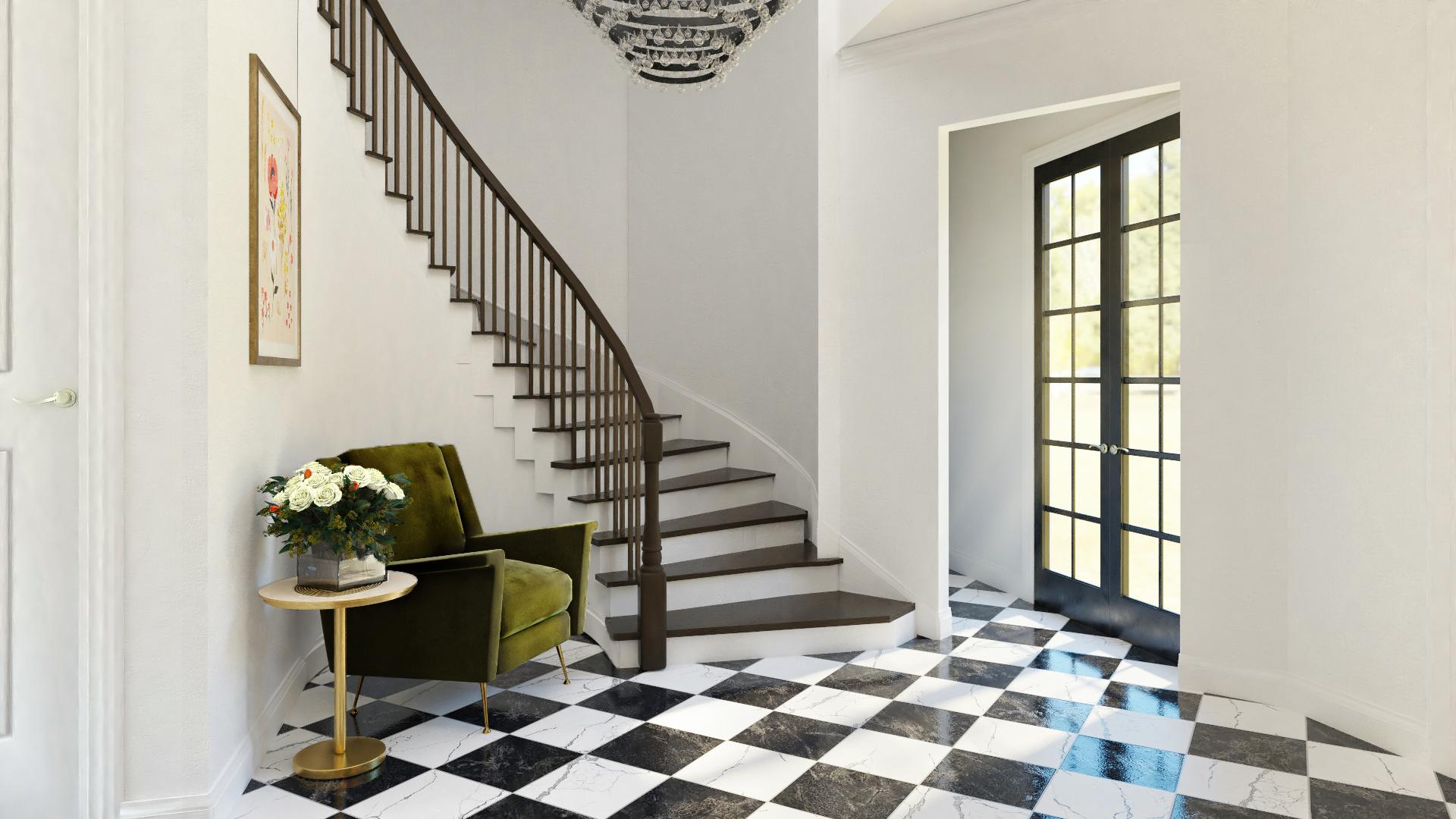 Chess Floors Makes This Eclectic Entryway Inviting 