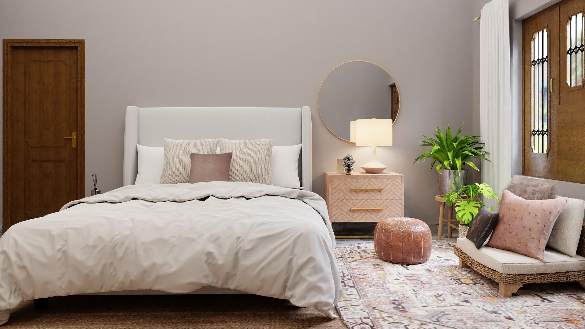 Wood and Blush Tones: Modern Boho Master Bedroom