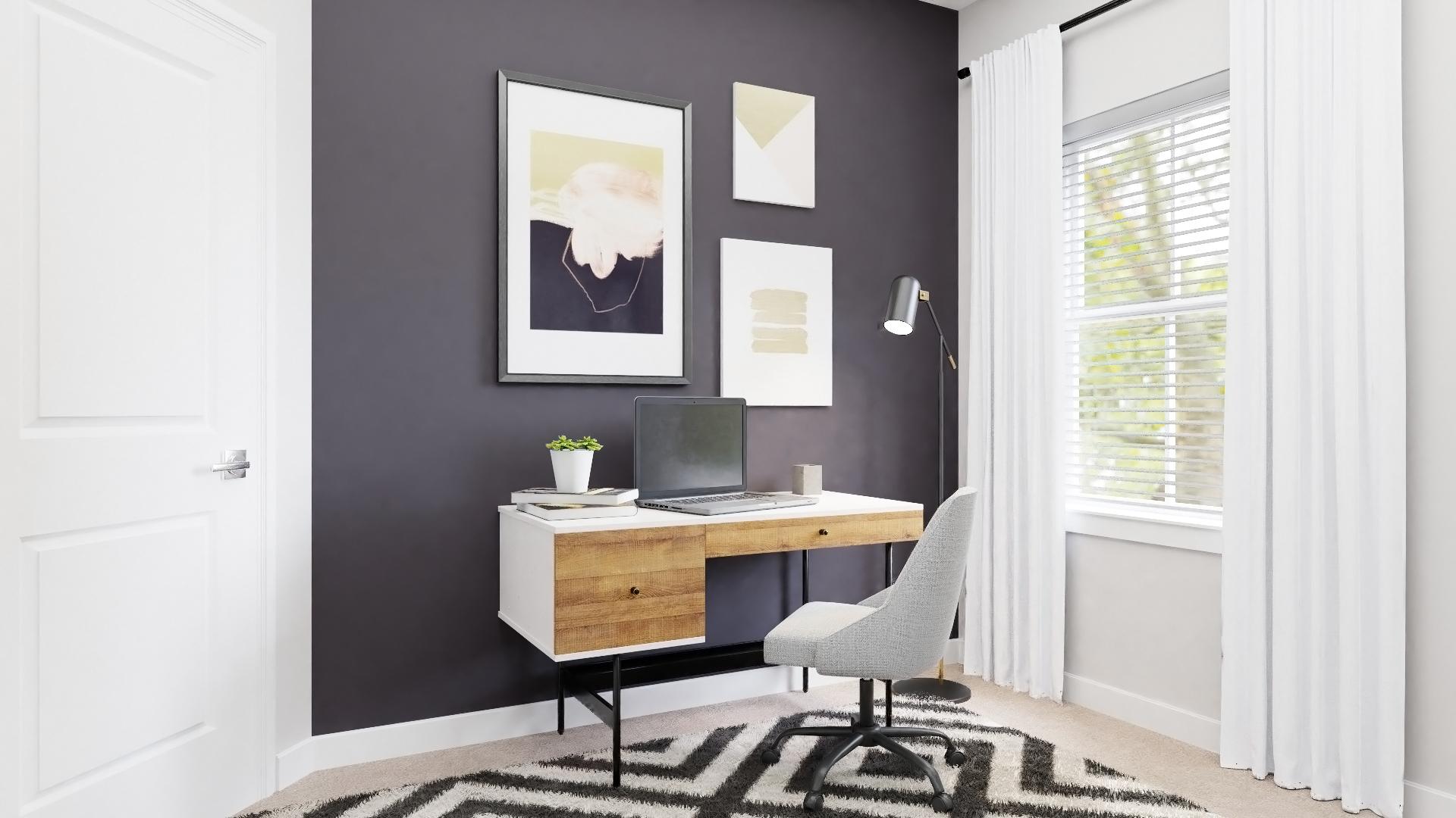 Black Accent Wall: Mid-Century Modern Home Office