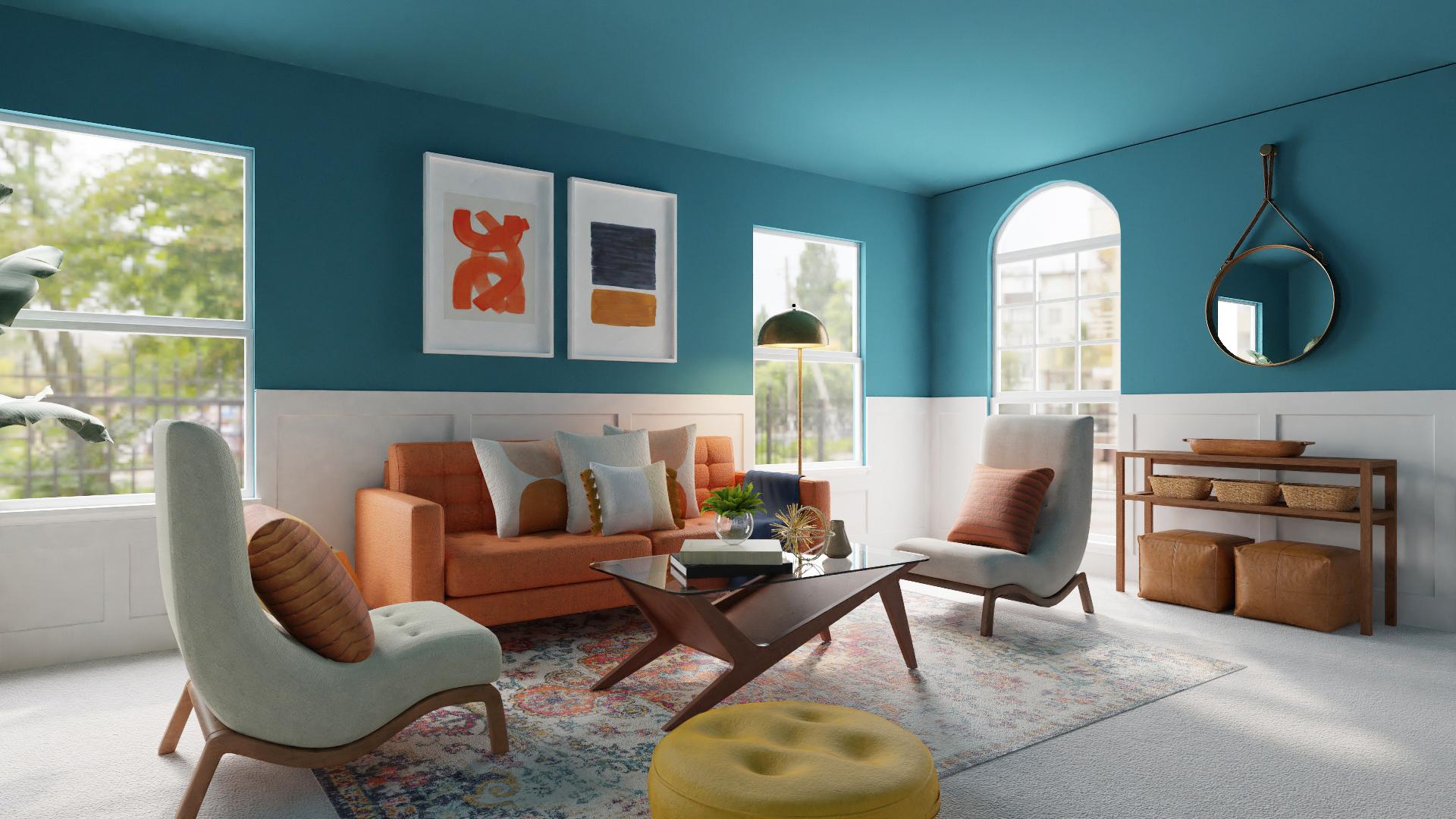 Colorful Mid-Century Modern Living Room