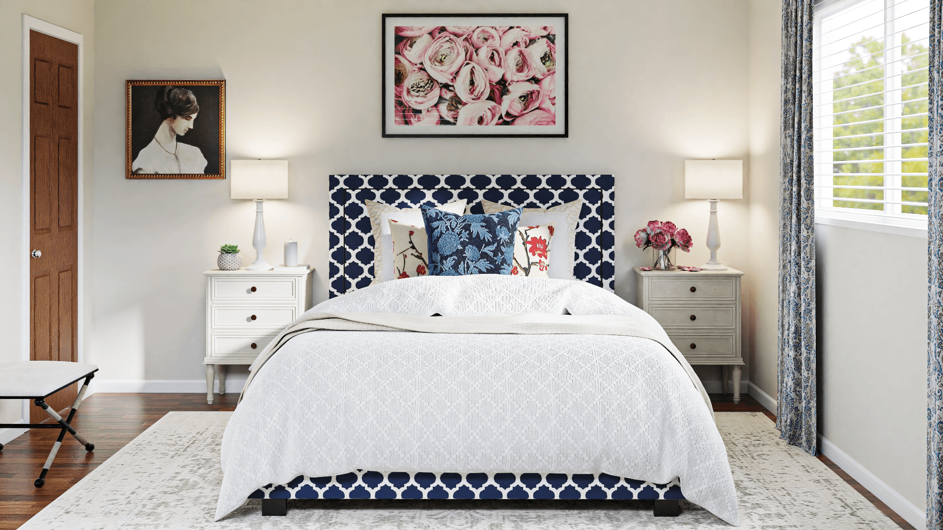 A French Country Bedroom Boasting With Patterns