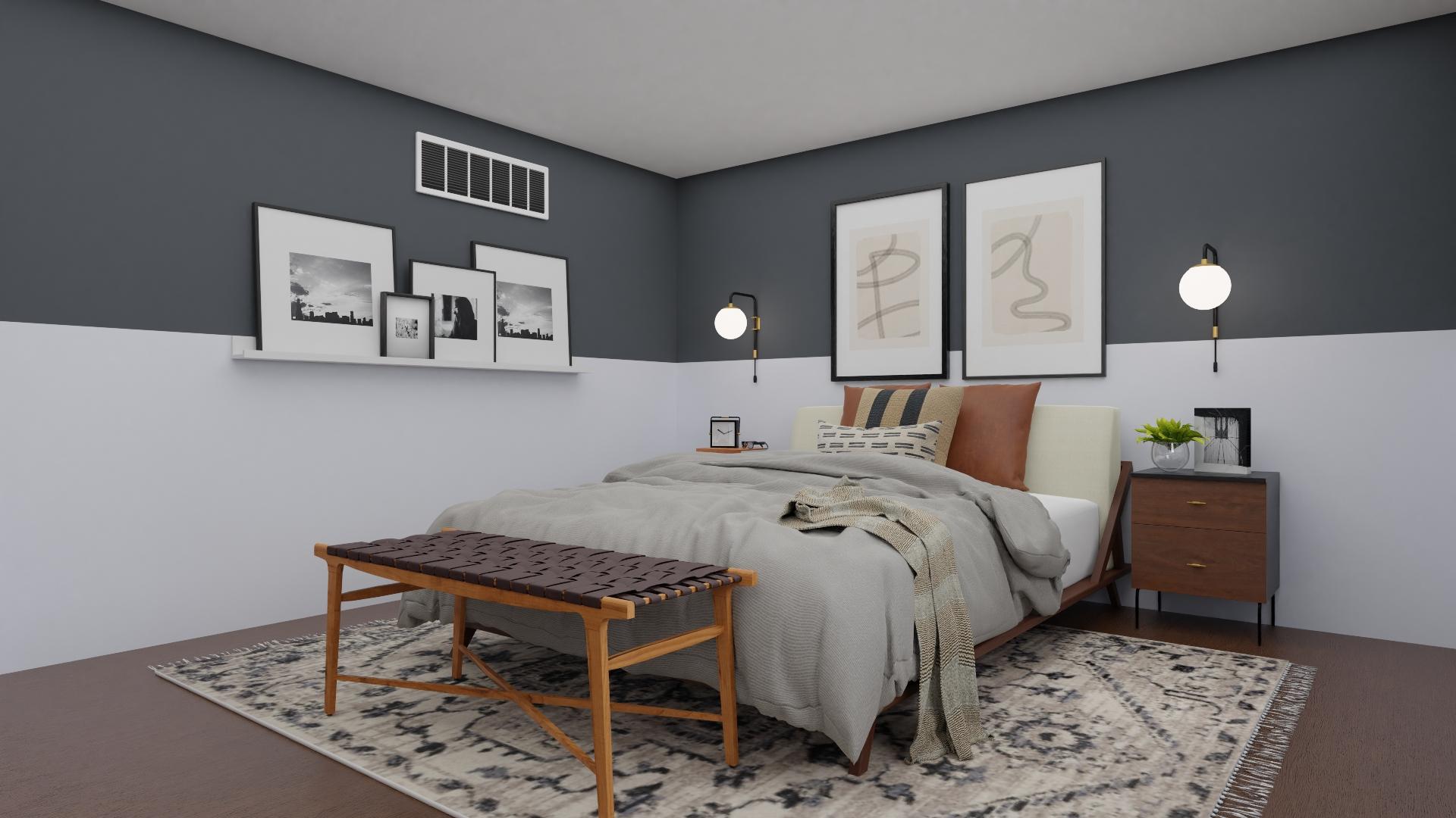 A Two-Tone Modern Industrial Bedroom 