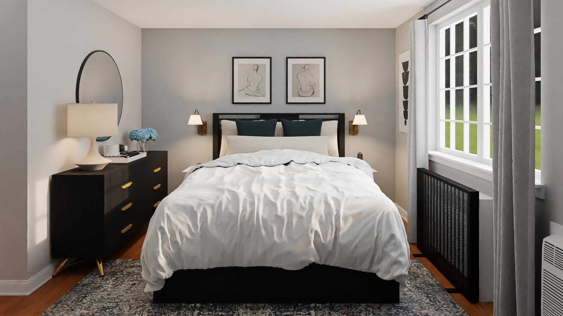 A Modern Bedroom In Black & White Hues