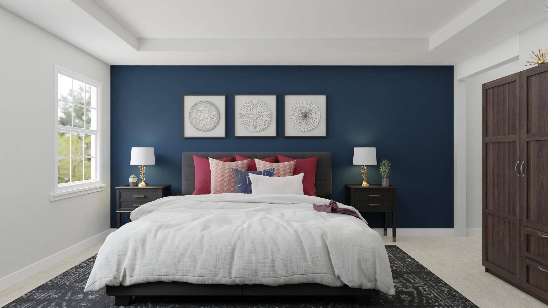 A Transitional Glam Bedroom With Jewel-Tones
