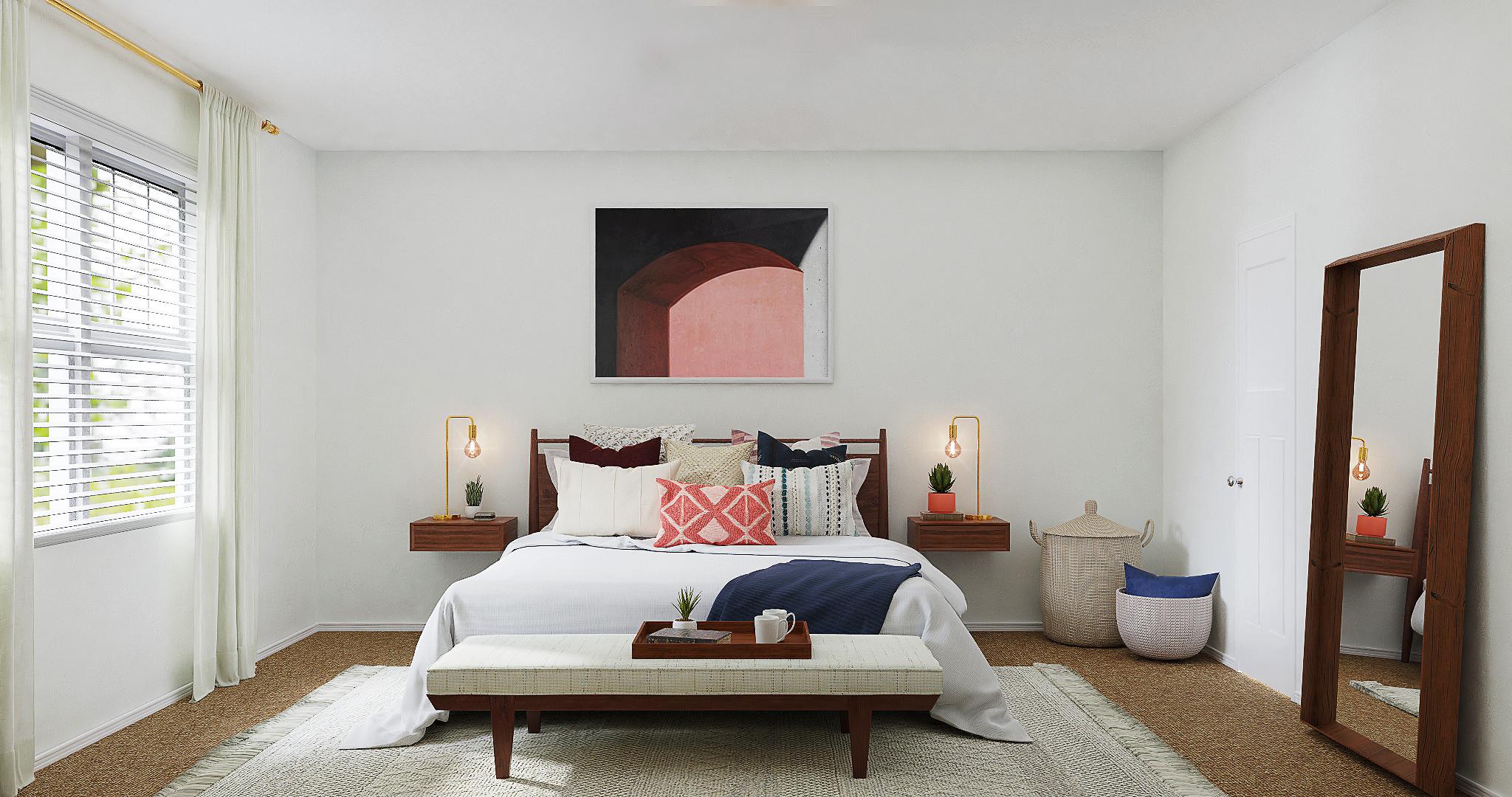 A Cute Yet Bold Mid-Century Modern Bedroom
