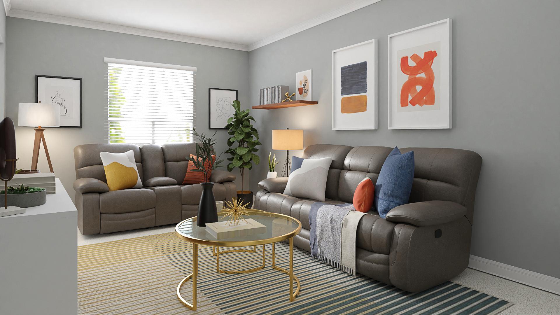 Vivid Cushions & Gray Walls: An Eclectic Living Room 