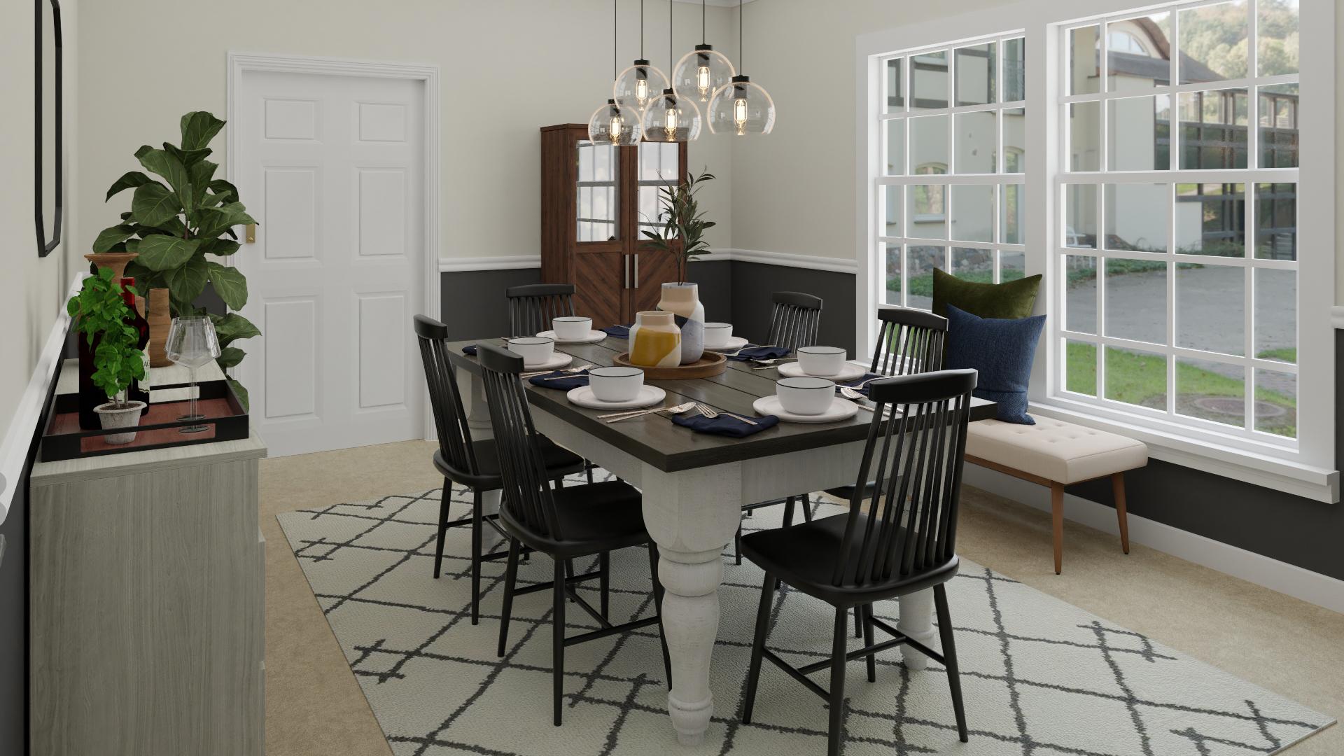 A Farmhouse Dining Room In Onyx - Bleached Tones