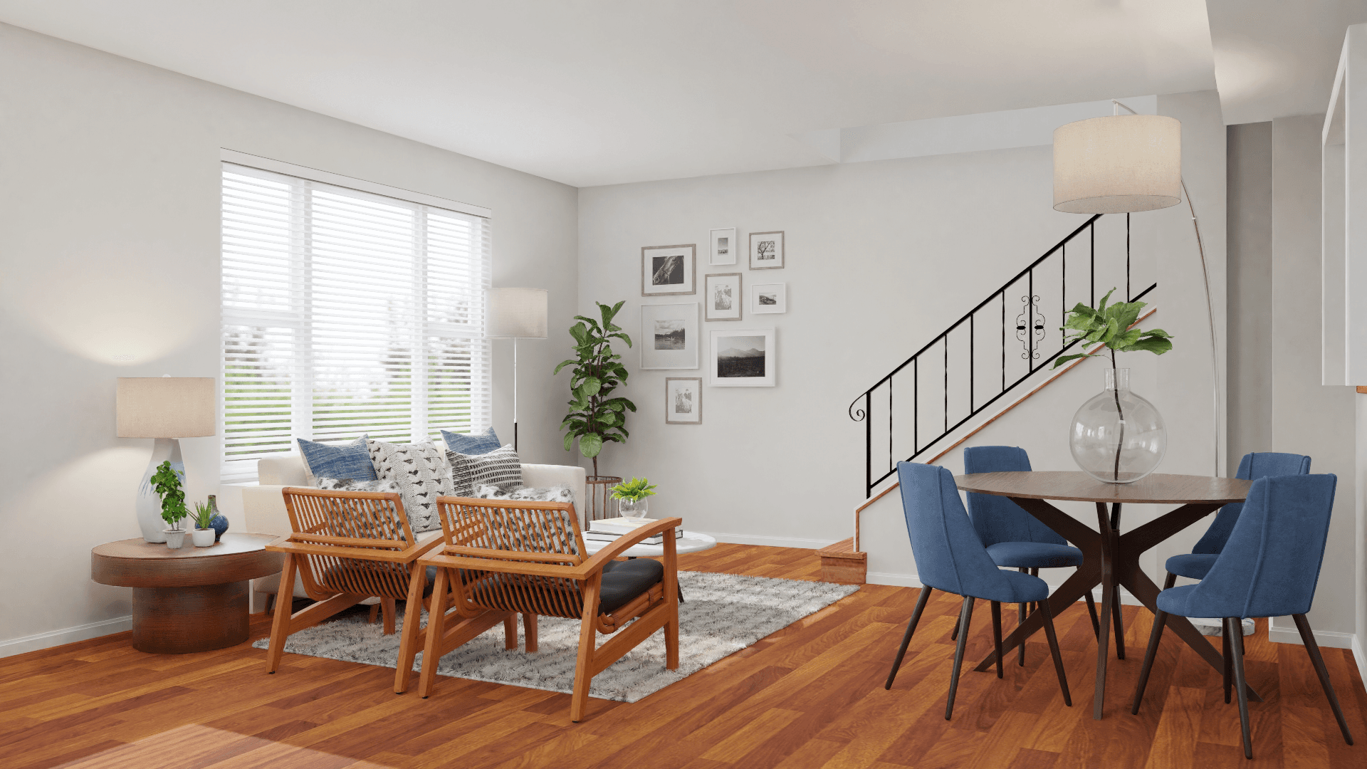 A Bright & Compact Mid-Century Modern Living Room
