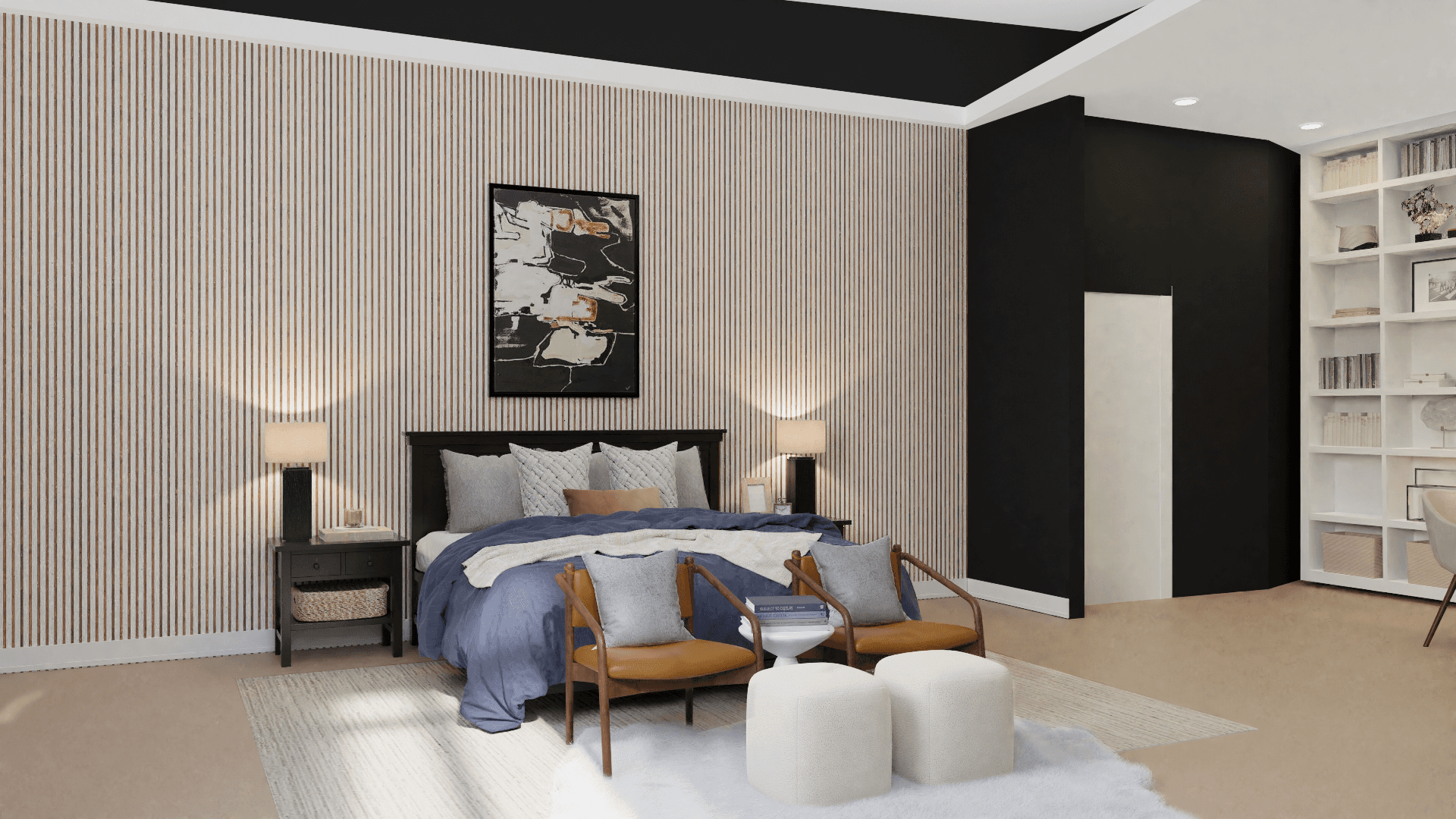 A Black & White Modern Glam Bedroom