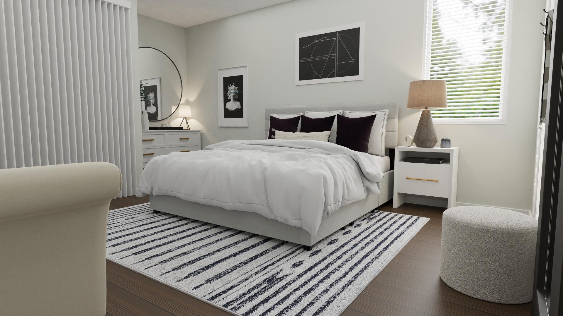 Striped Rugs: A Transitional Modern Bedroom 