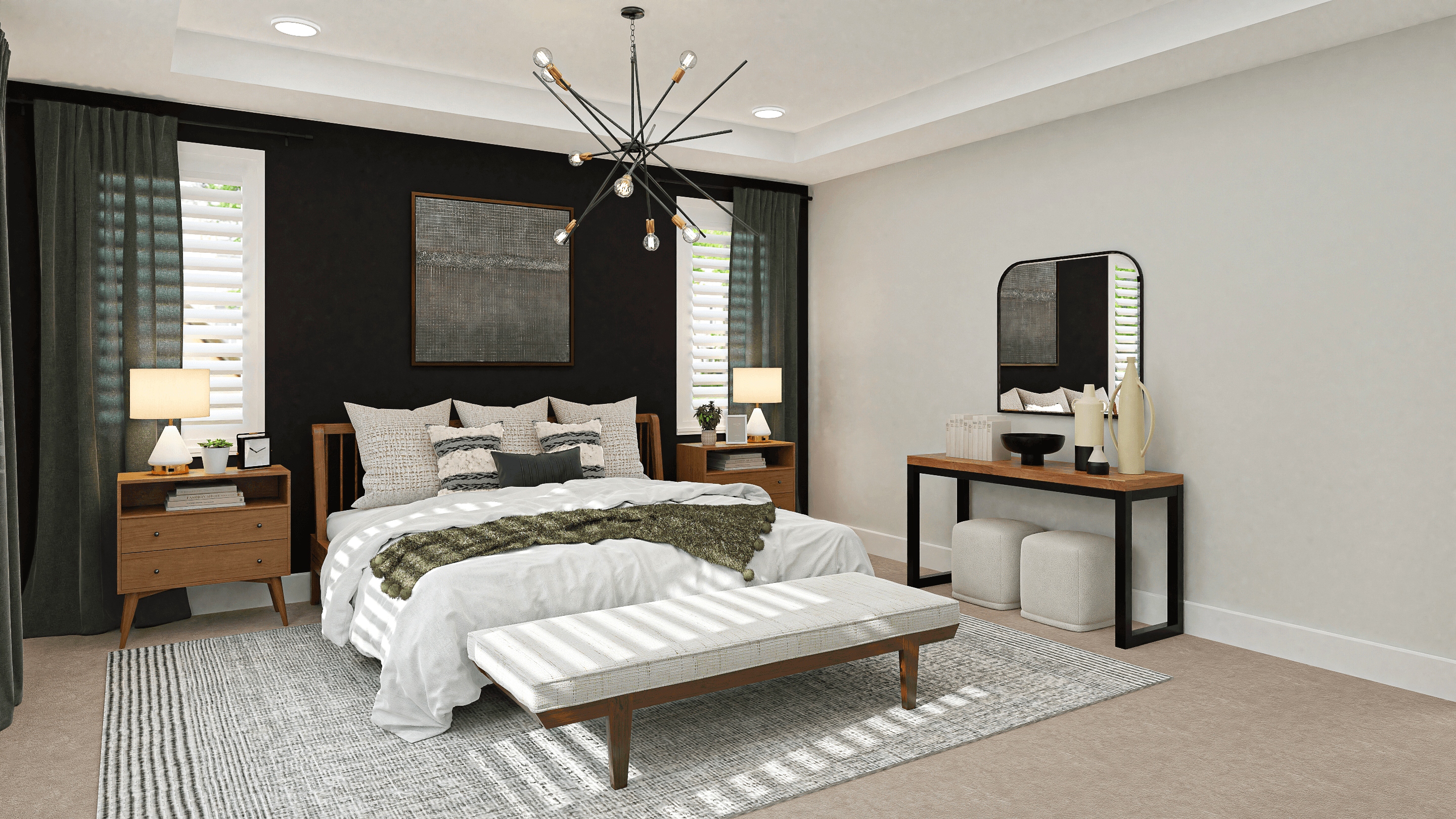 A Modern Bedroom Bursting With Mid-Century Accents