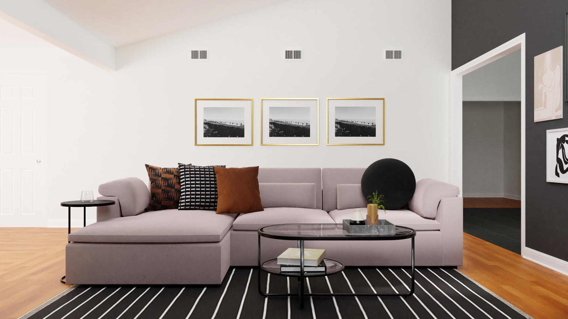 A Modern Glam Living Room Bursting With Drama