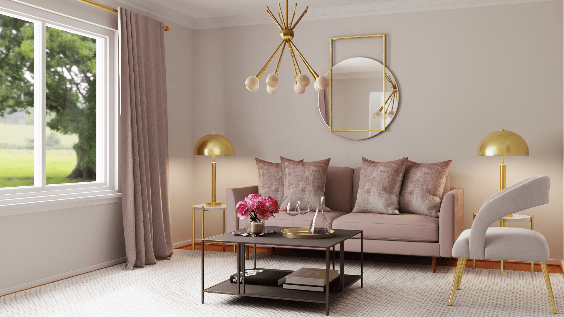 Blush Tones Add Glam To This Minimal Living Room
