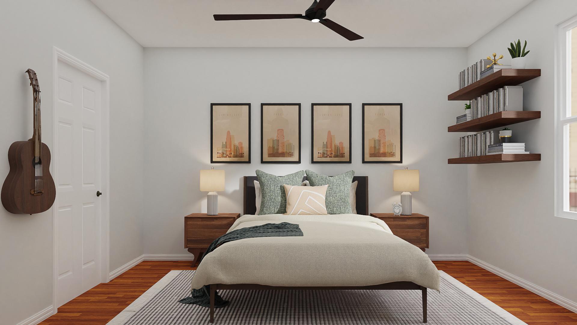 A Warm & Friendly Mid-Century Modern Bedroom