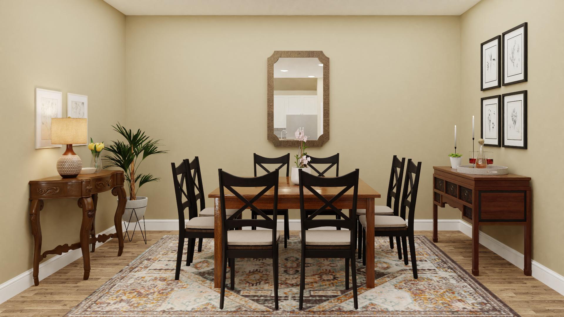 Shades Of Hickory & Jade: A Traditional Dining Room
