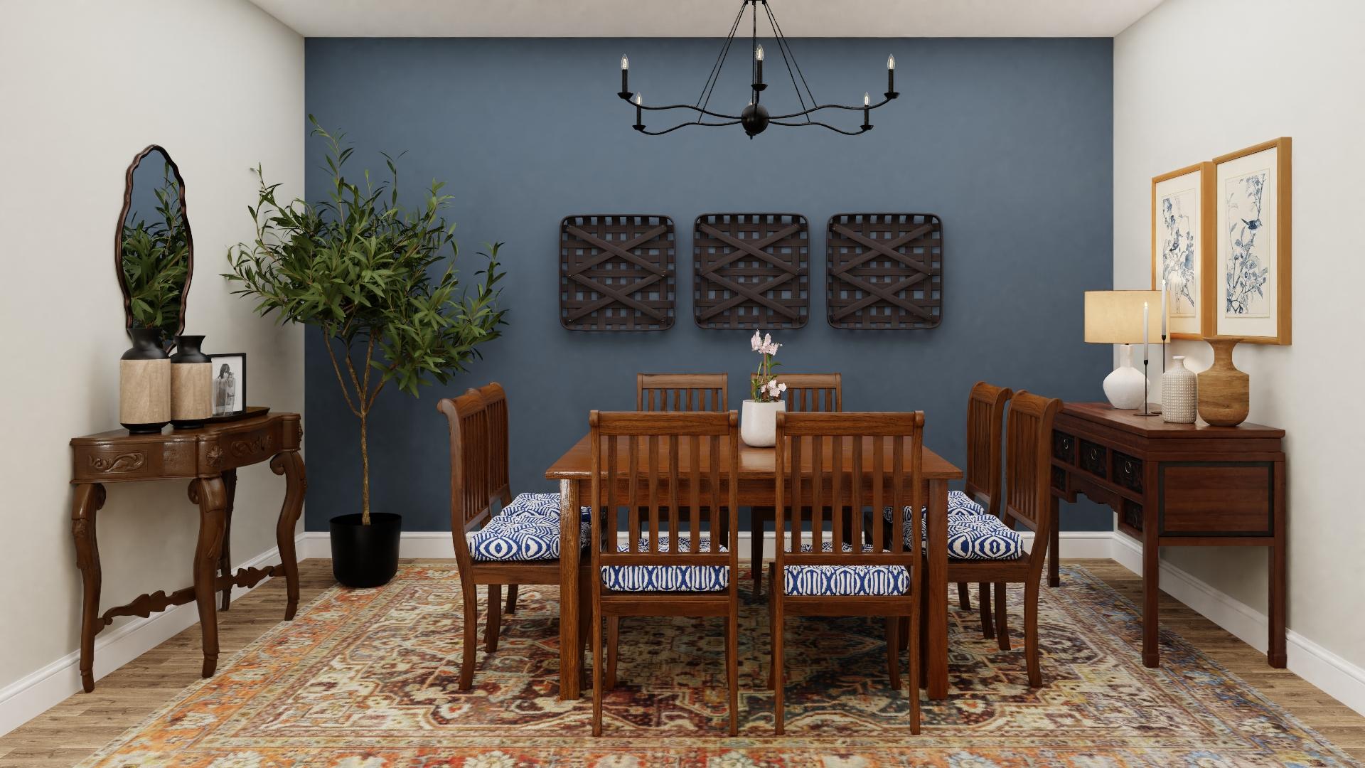 Split Wood Wall Art Brings Drama To The Traditional Dining Room