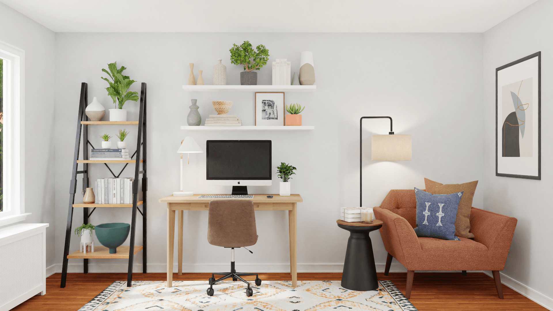 Succulents Add Beauty To This Mid-Century Home Office
