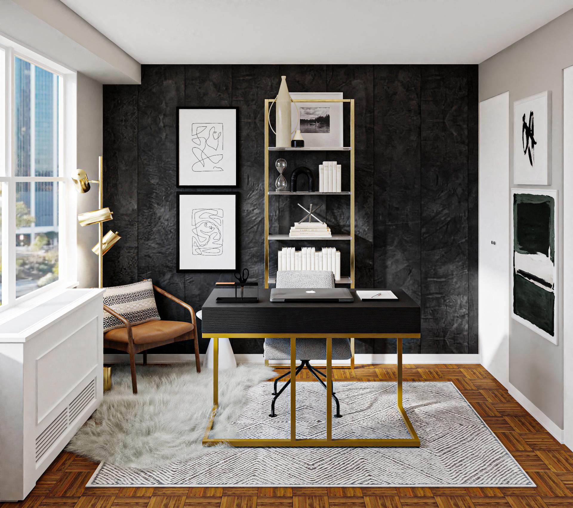 Black & Gold: A Mid-Century Modern Home Office