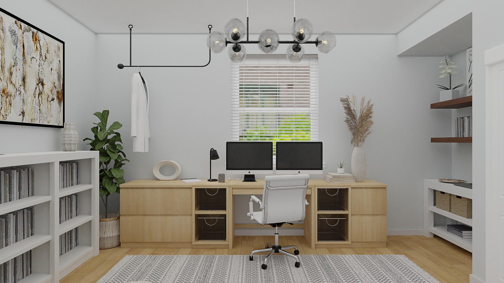 Black, White & Wood: A Transitional Home Office