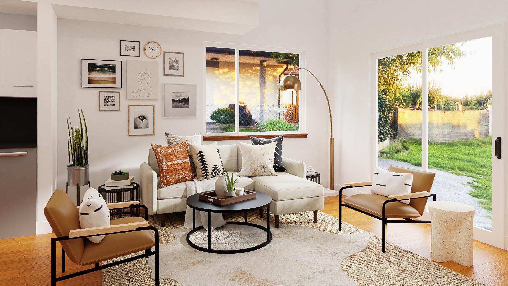 Rustic Elegance: A Modern Living-Dining Room