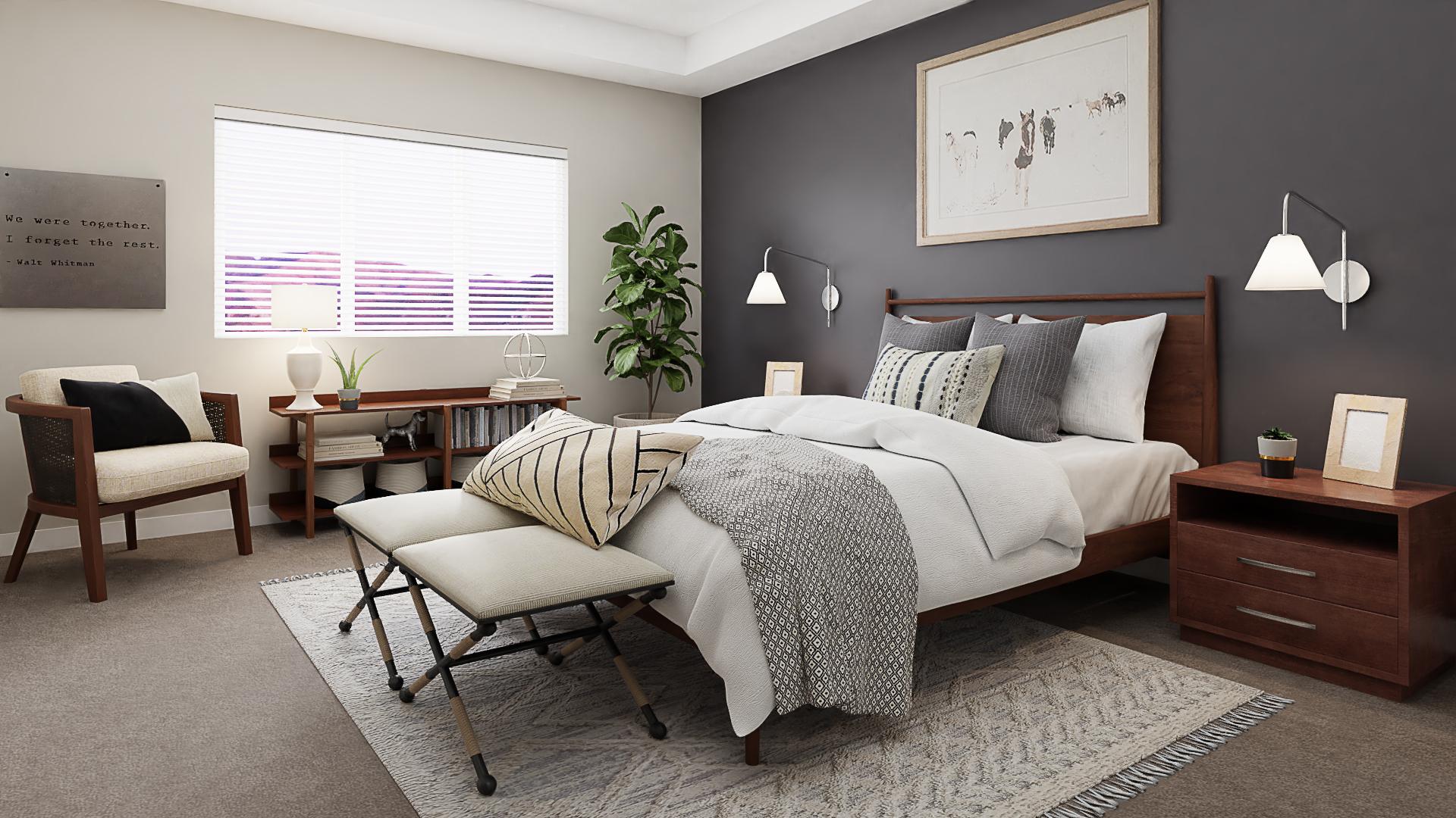 Simple, Soft & Gray Transitional Modern Bedroom