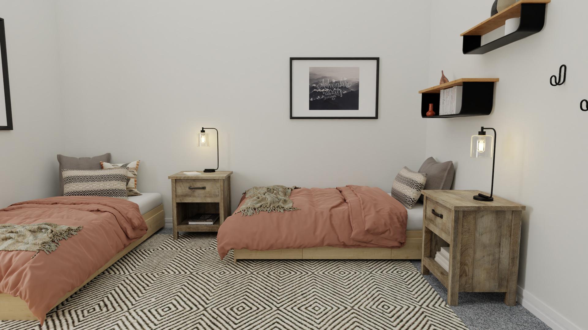 A Twin-Sharing Modern Rustic Bedroom
